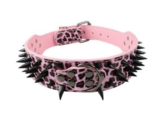 Black Spiked Leather Dog Collar For Large Breeds