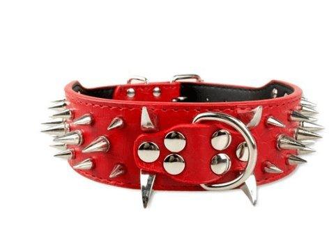 Black Spiked Leather Dog Collar For Large Breeds